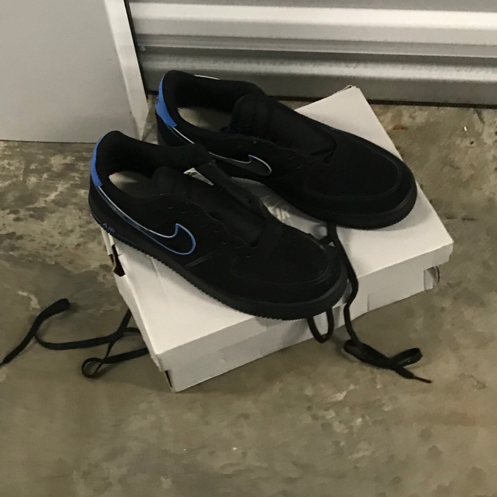 Nike AF1 Black and Photo Blue Sneakers